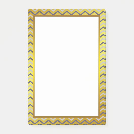 Gold Foil Silver Grau Zickzack Zigzag Muster Post-it Klebezettel (Vorderseite)