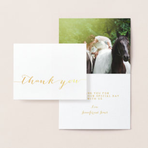 Gold Foil Simple Script Wedding Danke Foto Folienkarte