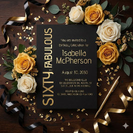 Gold Foil Sixty and Fabulous 60th Birthday Party Folieneinladung