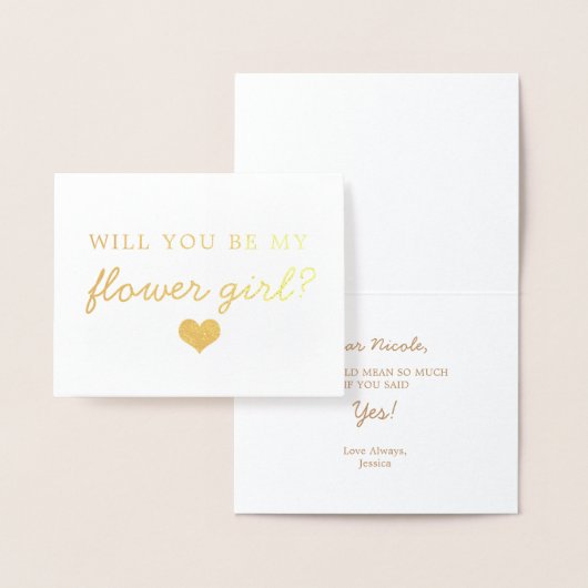 Gold Foil Skript wird Sie Blumen Girl Card Folienkarte (Anzeige)