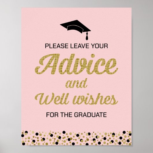 Gold Foil Skriptberatung und Gut wünscht Grad Sign Poster (Vorne)