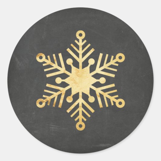 Gold Foil Snowflake Weihnachtskleber Runder Aufkleber (Vorderseite)
