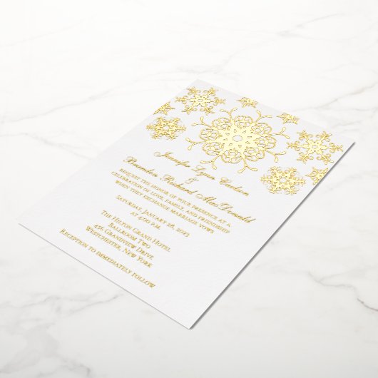 Gold Foil Snowflakes Hochzeit Einladung (Gedreht)