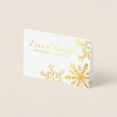 Gold Foil Snowflakes Winter Wedding Vielen Dank Folienkarte (Vorderseite)