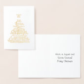 Gold Foil Sober Christmas Tree Word Cloud Folienkarte (Anzeige)