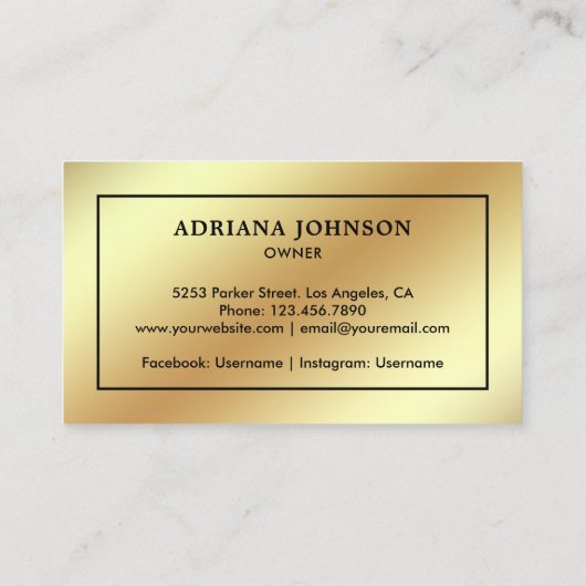 Gold Foil Solitaire Diamond Juwelier Schmuckgeschä Visitenkarte (Rückseite)