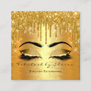 Gold Foil Spark Makeup Artist Lashes Logo Lux Quadratische Visitenkarte