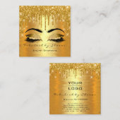 Gold Foil Spark Makeup Artist Lashes Logo Lux Quadratische Visitenkarte (Vorne/Hinten)