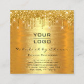 Gold Foil Spark Makeup Artist Lashes Logo Lux Quadratische Visitenkarte (Rückseite)