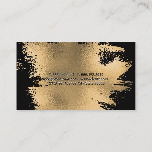 Gold Foil Spritzer | Schwarz Visitenkarte (Rückseite)