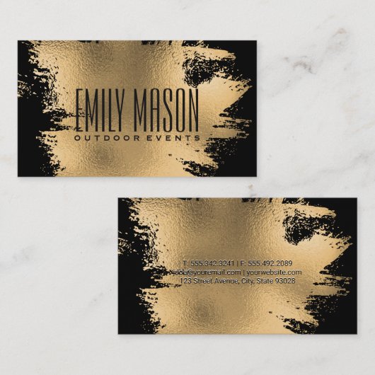 Gold Foil Spritzer | Schwarz Visitenkarte (Vorne/Hinten)