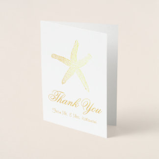 Gold Foil Starfish Vielen Dank Karten