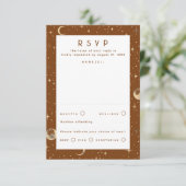 Gold Foil Stars Celestial Wedding RSVP Karte (Stehend Vorderseite)