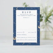 Gold Foil Stars Celestial Wedding RSVP Karte (Stehend Vorderseite)