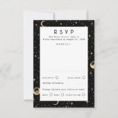 Gold Foil Stars Celestial Wedding RSVP Karte (Vorderseite)