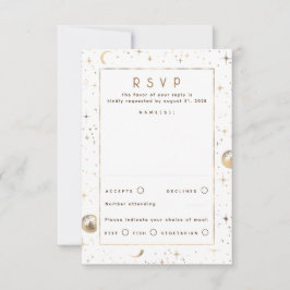 Gold Foil Stars Celestial Wedding RSVP Karte