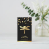 Gold Foil Stars Confetti Gold Dragonfly Visitenkarte (Stehend Vorderseite)