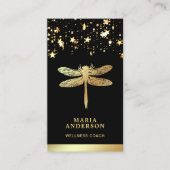 Gold Foil Stars Confetti Gold Dragonfly Visitenkarte (Vorderseite)