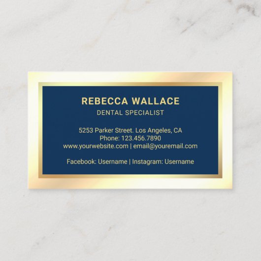 Gold Foil Stars Cream Gold Zahnbürste Zahnstocher Visitenkarte (Rückseite)