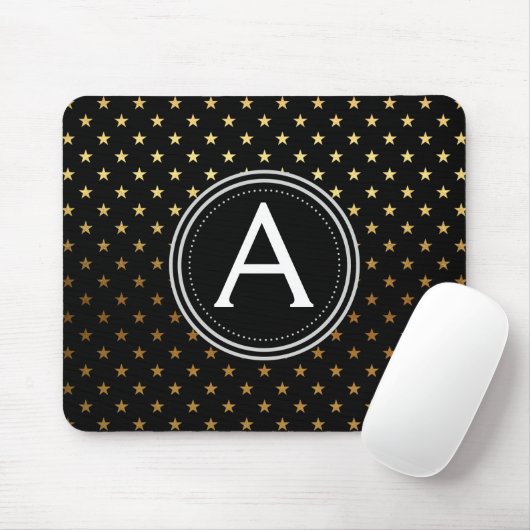 Gold Foil Stars Mit Monogramm Modern Pad Mousepad (Mit Mouse)