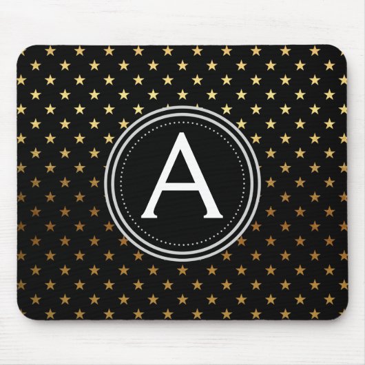 Gold Foil Stars Mit Monogramm Modern Pad Mousepad (Vorne)