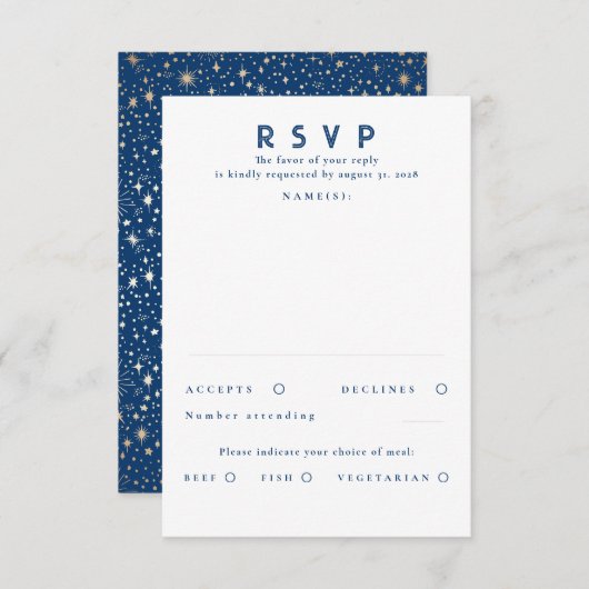 Gold Foil Stars Modern Wedding RSVP (Vorne/Hinten)