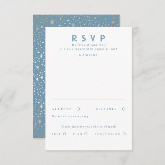 Gold Foil Stars Modern Wedding RSVP (Vorne/Hinten)