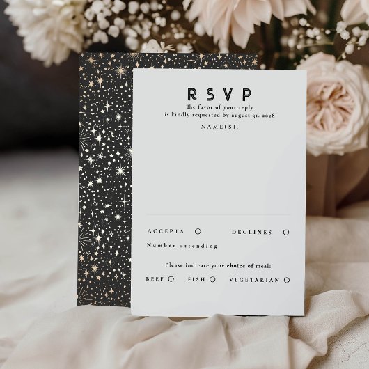 Gold Foil Stars Modern Wedding RSVP Karte