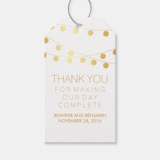 Gold Foil String Lights Elegante Hochzeit Geschenkanhänger (Vorderseite)