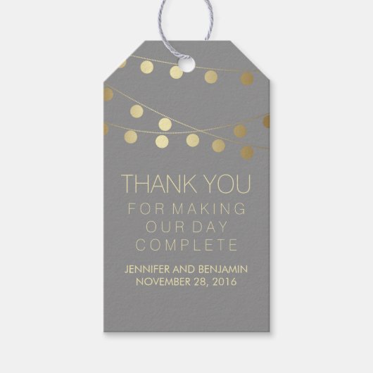 Gold Foil String Lights Elegante Hochzeit Geschenkanhänger (Vorderseite)