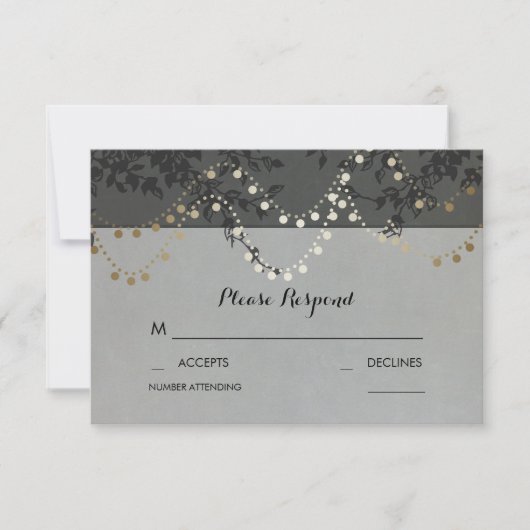 Gold Foil String Lights Hochzeit RSVP Cards Karte (Vorderseite)