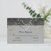 Gold Foil String Lights Hochzeit RSVP Cards Karte (Stehend Vorderseite)