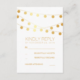 Gold Foil String Lights Moderne Hochzeitsradarkart RSVP Karte