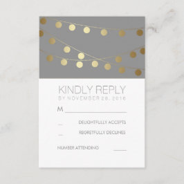 Gold Foil String Lights Moderne Hochzeitsradarkart RSVP Karte