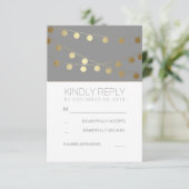 Gold Foil String Lights Moderne Hochzeitsradarkart RSVP Karte (Stehend Vorderseite)
