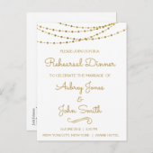 Gold Foil String Lights & Script Probe Dinner Einladungspostkarte (Vorne/Hinten)