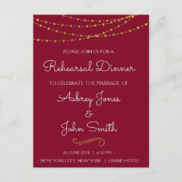 Gold Foil String Lights & Script Probe Dinner Postkarte