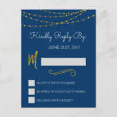 Gold Foil String Lights & Script UAWG Reply Card Einladungspostkarte (Vorderseite)