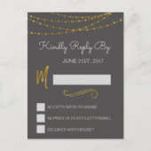 Gold Foil String Lights & Script UAWG Reply Card Einladungspostkarte (Vorderseite)