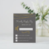 Gold Foil String Lights & Script UAWG Reply Card Einladungspostkarte (Stehend Vorderseite)