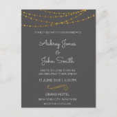 Gold Foil String Lights und Script Wedding Postkarte (Vorderseite)
