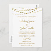 Gold Foil String Lights und Script Wedding Postkarte (Vorne/Hinten)