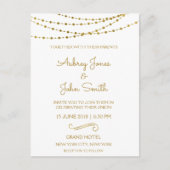 Gold Foil String Lights und Script Wedding Postkarte (Vorderseite)