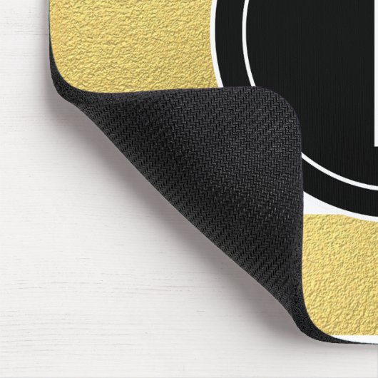 GOLD FOIL STRIPES | SCHWARZMONOGRAMM MOUSEPAD (Ecke)