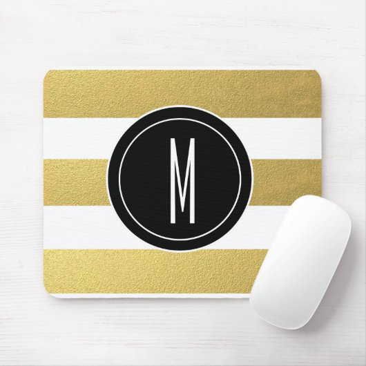 GOLD FOIL STRIPES | SCHWARZMONOGRAMM MOUSEPAD (Mit Mouse)