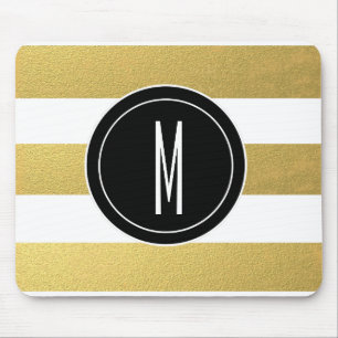 GOLD FOIL STRIPES   SCHWARZMONOGRAMM MOUSEPAD
