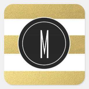 GOLD FOIL STRIPES SCHWARZMONOGRAMM QUADRATISCHER AUFKLEBER