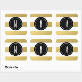GOLD FOIL STRIPES | SCHWARZMONOGRAMM QUADRATISCHER AUFKLEBER (Blatt)