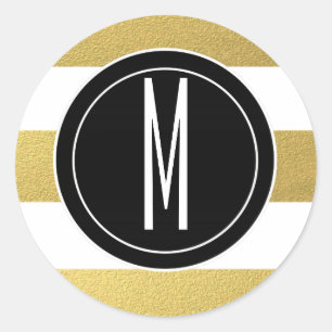 GOLD FOIL STRIPES   SCHWARZMONOGRAMM RUNDER AUFKLEBER