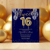 Gold Foil Sweet 16 Balloons Budget Einladungen